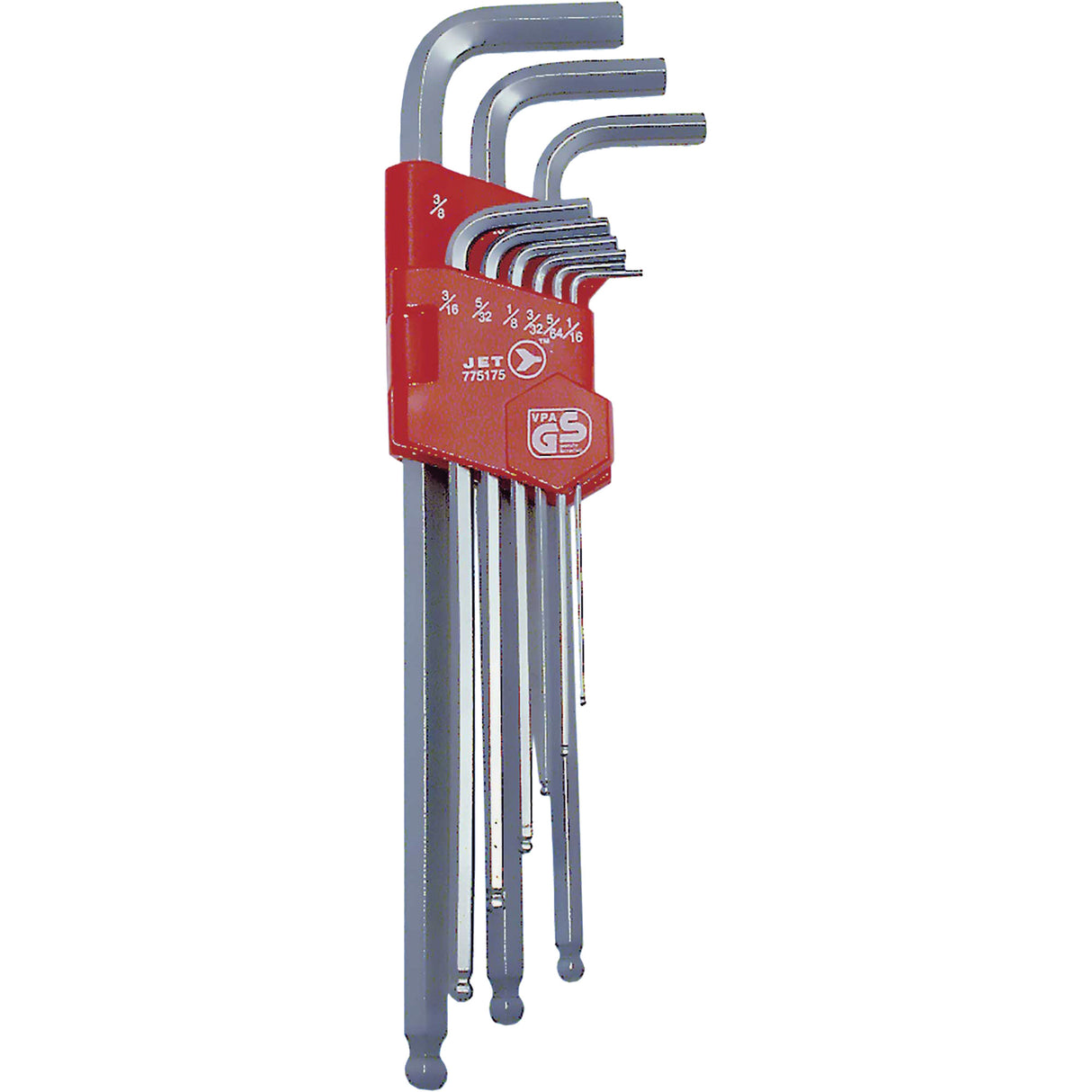 JBHK-9XL Extra Long Ball Nose Hex Key Set, 9 Pcs., Imperial