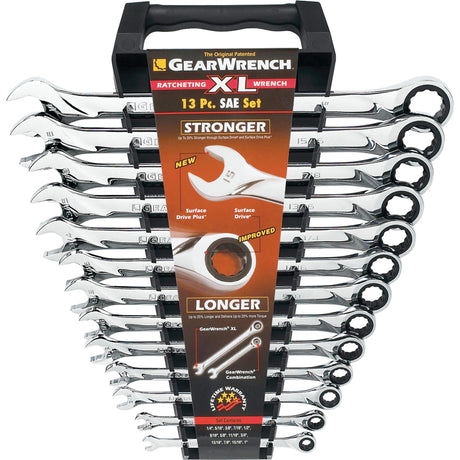 Extra-Long High-Performance Wrench Set, Combination, 13 Pieces, Imperial