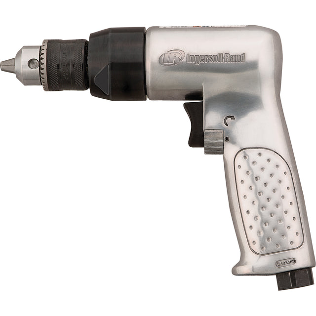 Right Angle Air Drill, 4 CFM, 1/4" NPTF, 94 dBA, 3/8" Chuck, Keyed