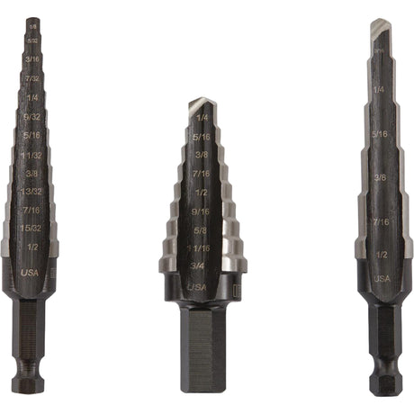 Unibit® Step Drill Set, 3 Pieces, High Speed Steel
