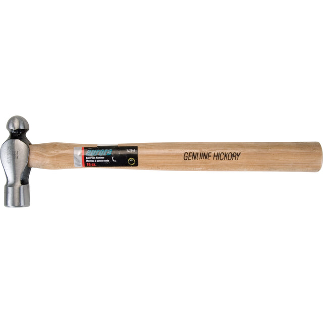 Ball Pein Hammer, 16 oz. Head Weight, Plain Face, Wood Handle