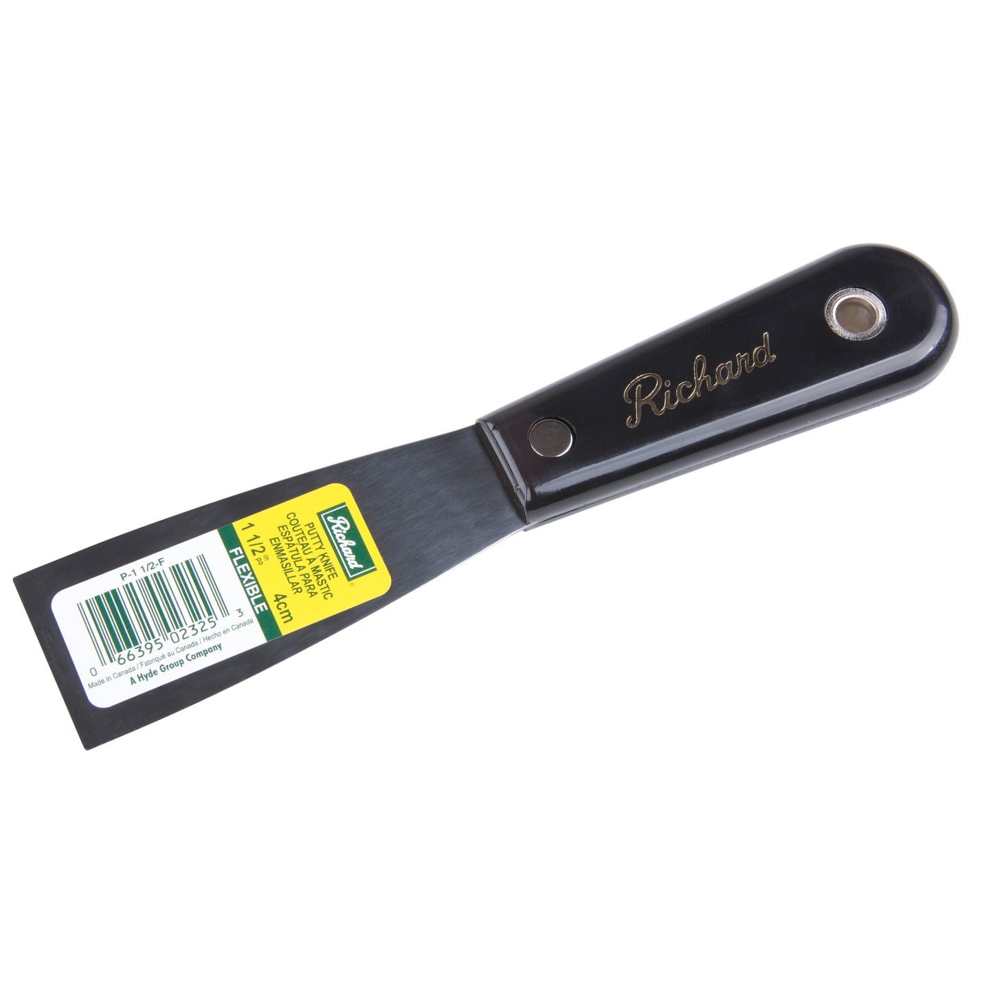 Flexible Putty Knife, High-Carbon Steel Blade, 1-1/2" Wide, Polypropylene Handle
