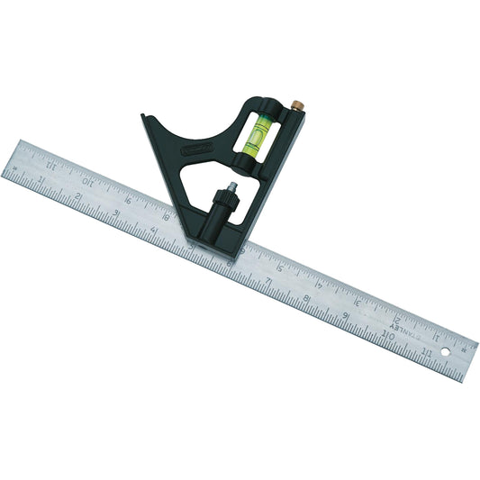 Combination Square, 12" L, 1/8"/1/16"/1/32" Graduations
