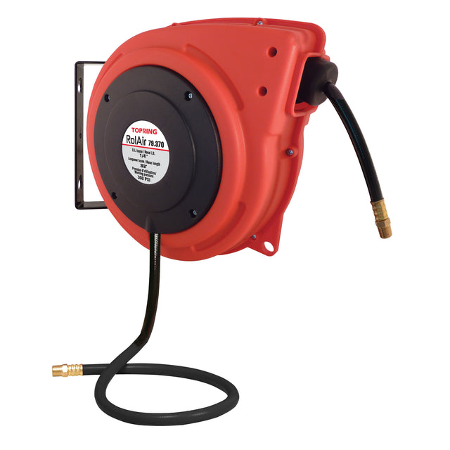 Rolair Automatic Rewind Hose Reel With PVC Hose, Air, 3/8" x 30', Single Hose, 300 psi