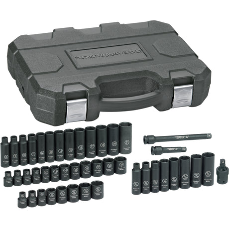 SAE/Metric Socket Set, 44 Pcs, Impact, 3/8" Drive Size, Deep