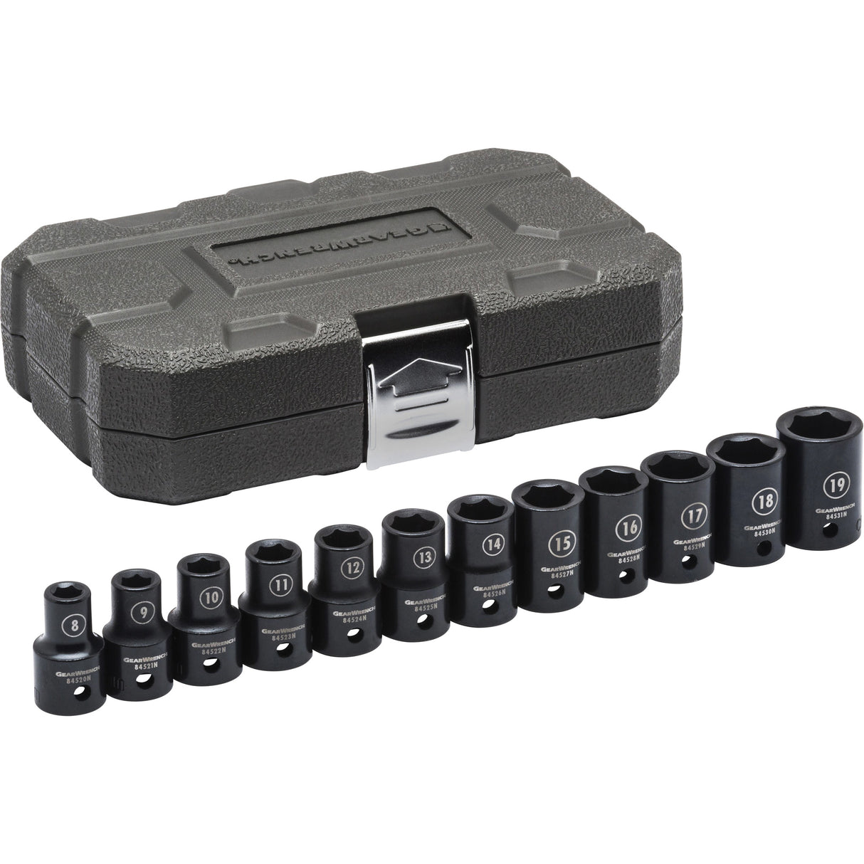 Socket Set, 12 Pcs, Impact, 1/2" Drive Size