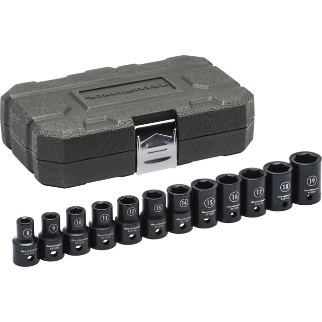 Socket Set, 12 Pcs, Impact, 1/2" Drive Size