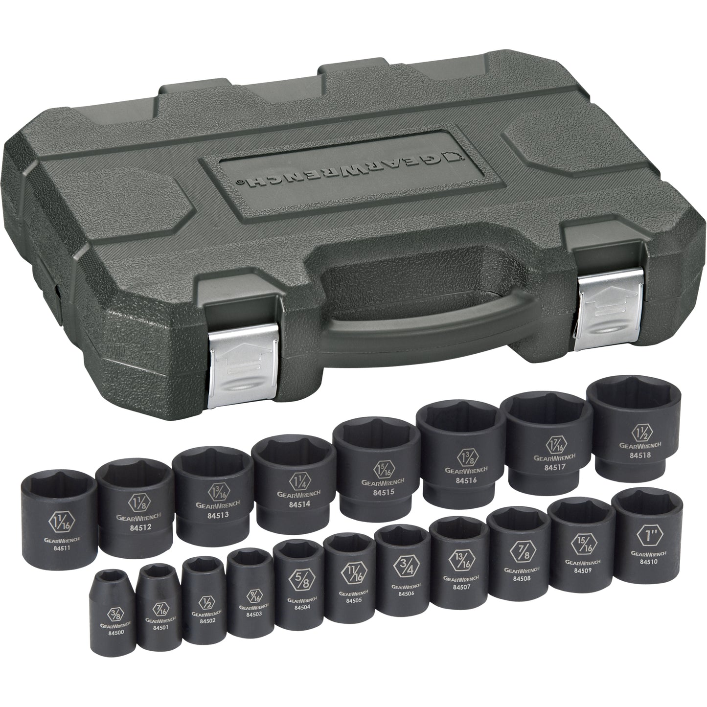 Socket Set, 19 Pcs, Impact, 1/2" Drive Size