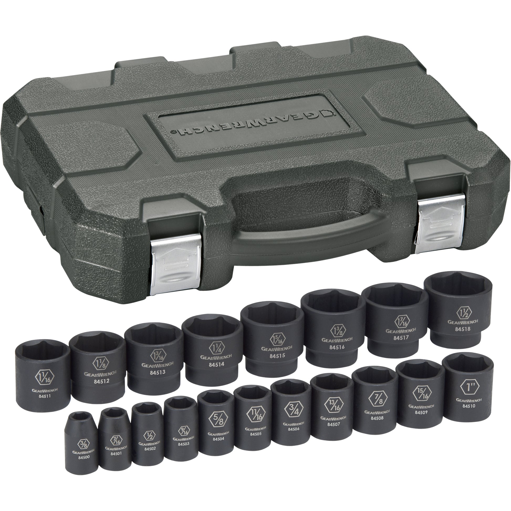 Socket Set, 19 Pcs, Impact, 1/2" Drive Size