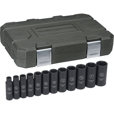 Socket Set, 12 Pcs, Impact, 1/2" Drive Size, Deep