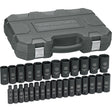 Socket Set, 29 Pcs, Impact, 1/2" Drive Size, Deep