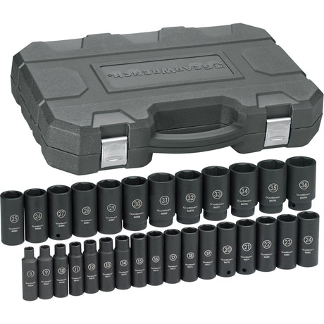 Socket Set, 29 Pcs, Impact, 1/2" Drive Size, Deep