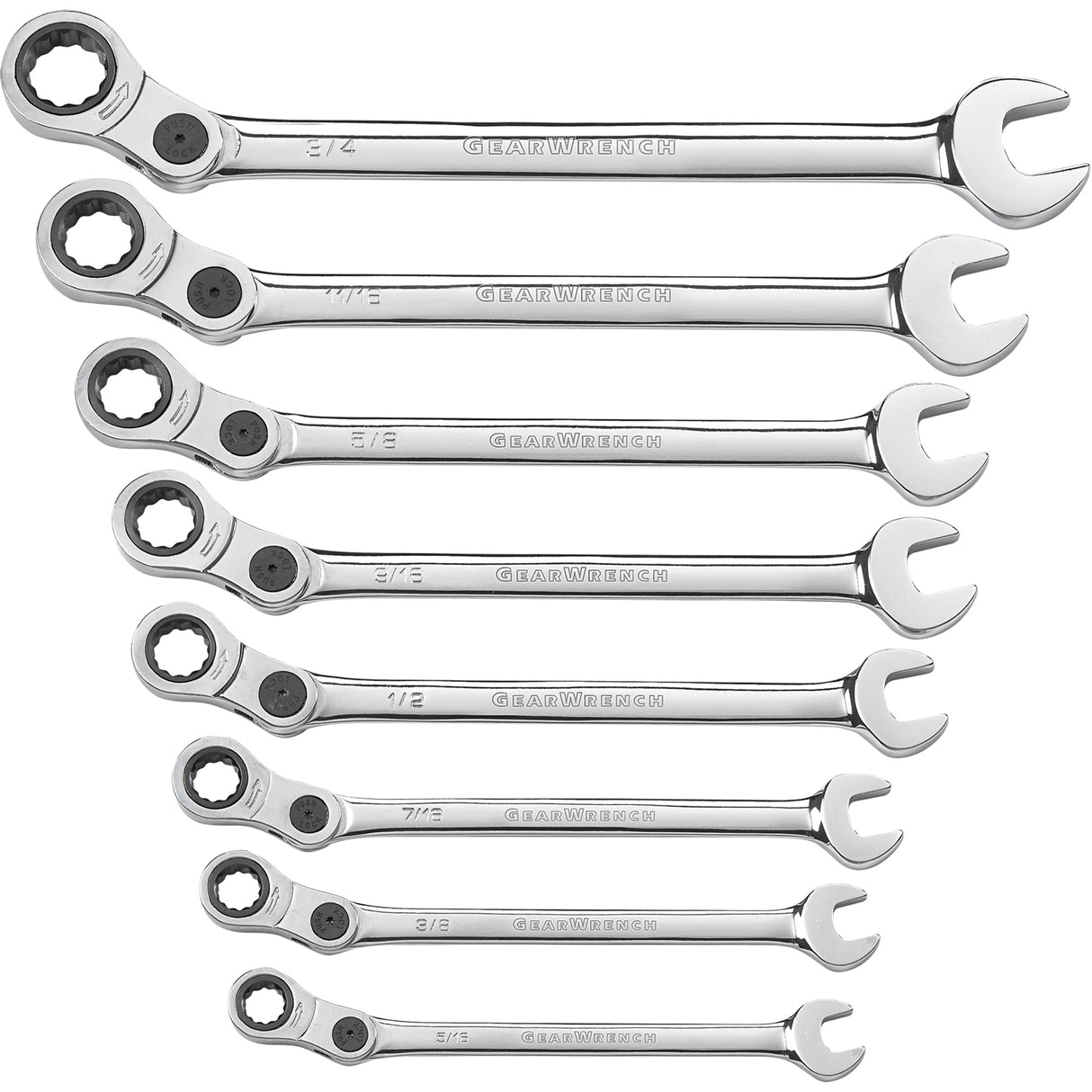 Indexing Wrench Set, Combination, 8 Pieces, Imperial