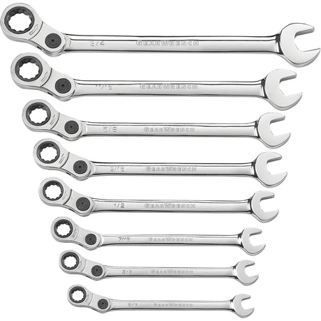 Indexing Wrench Set, Combination, 8 Pieces, Imperial
