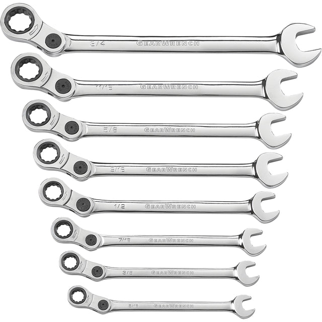 Indexing Wrench Set, Combination, 8 Pieces, Imperial