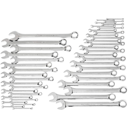 12-Point Long Pattern Wrench Set, Combination, 44 Pieces, Imperial and Metric