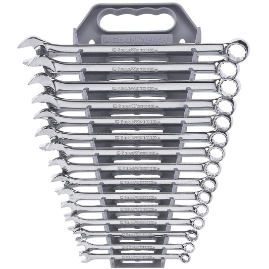 12-Point Long Pattern Wrench Set, Combination, 15 Pieces, Metric
