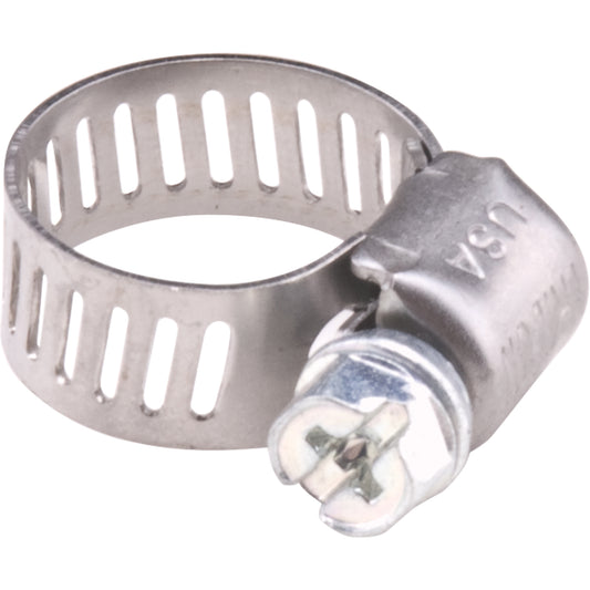 Hose Clamps - Stainless Steel Band & Zinc Plated Screw, Min Dia. 1/2", Max Dia. 7/8"
