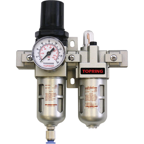 Airflo Compact Combination Units Filter/Regulator + Lubricator + Gauge, 1/4" NPT, 150 PSI Max. PSI, Modular