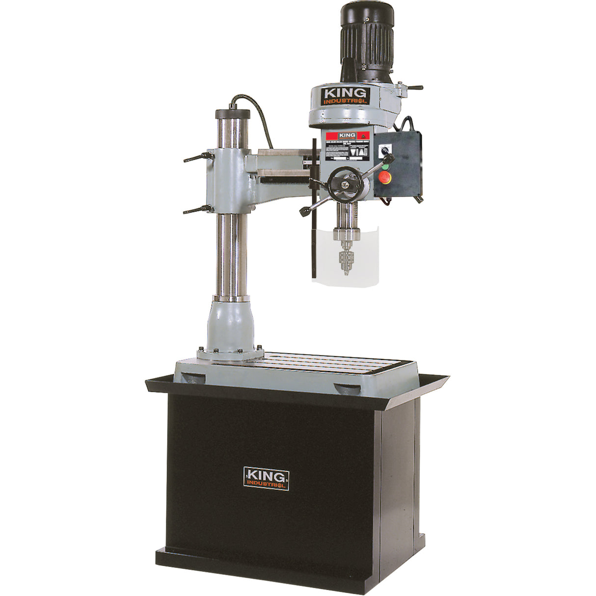 Radial Drilling Machine with Stand, 1/2" Chuck, 5 Speed(s), 19-5/8" W x 21-5/8" L, #3 Morse