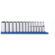 6-Point Metric Socket Set, 14 Pcs, 3/8" Drive Size, Deep