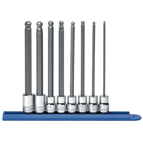 Long Ball End Metric Socket Set, Hex, 3/8" Drive, 8 Pcs