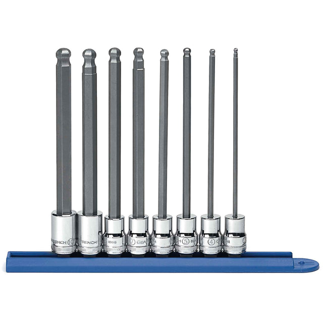 Long Ball End Metric Socket Set, Hex, 3/8" Drive, 8 Pcs