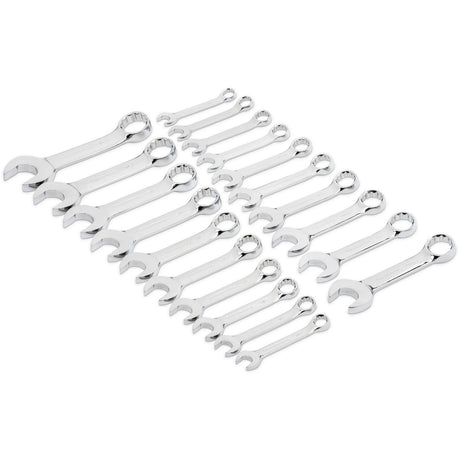 12-Point Stubby Wrench Set, Combination, 20 Pieces, Imperial and Metric