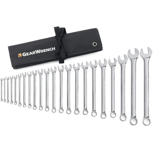 12-Point Long Pattern Wrench Set, Combination, 22 Pieces, Metric