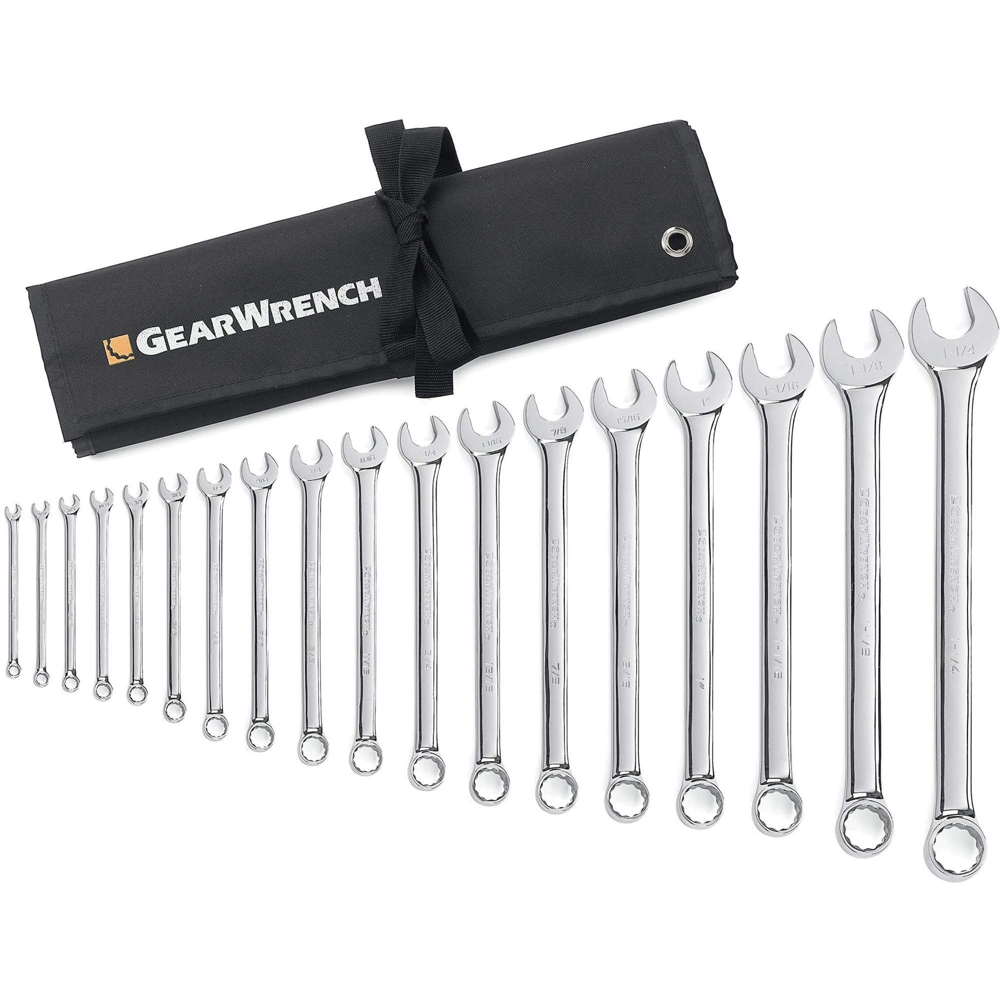 12-Point Long Pattern Wrench Set, Combination, 18 Pieces, Imperial