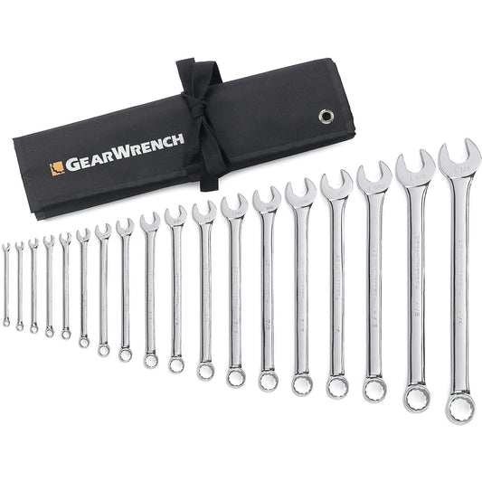 12-Point Long Pattern Wrench Set, Combination, 18 Pieces, Imperial