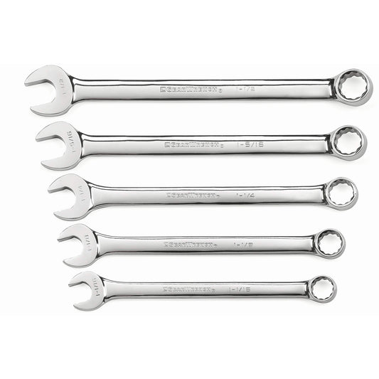 12-Point Long Pattern Wrench Set with Tool Roll, Combination, 5 Pieces, Imperial