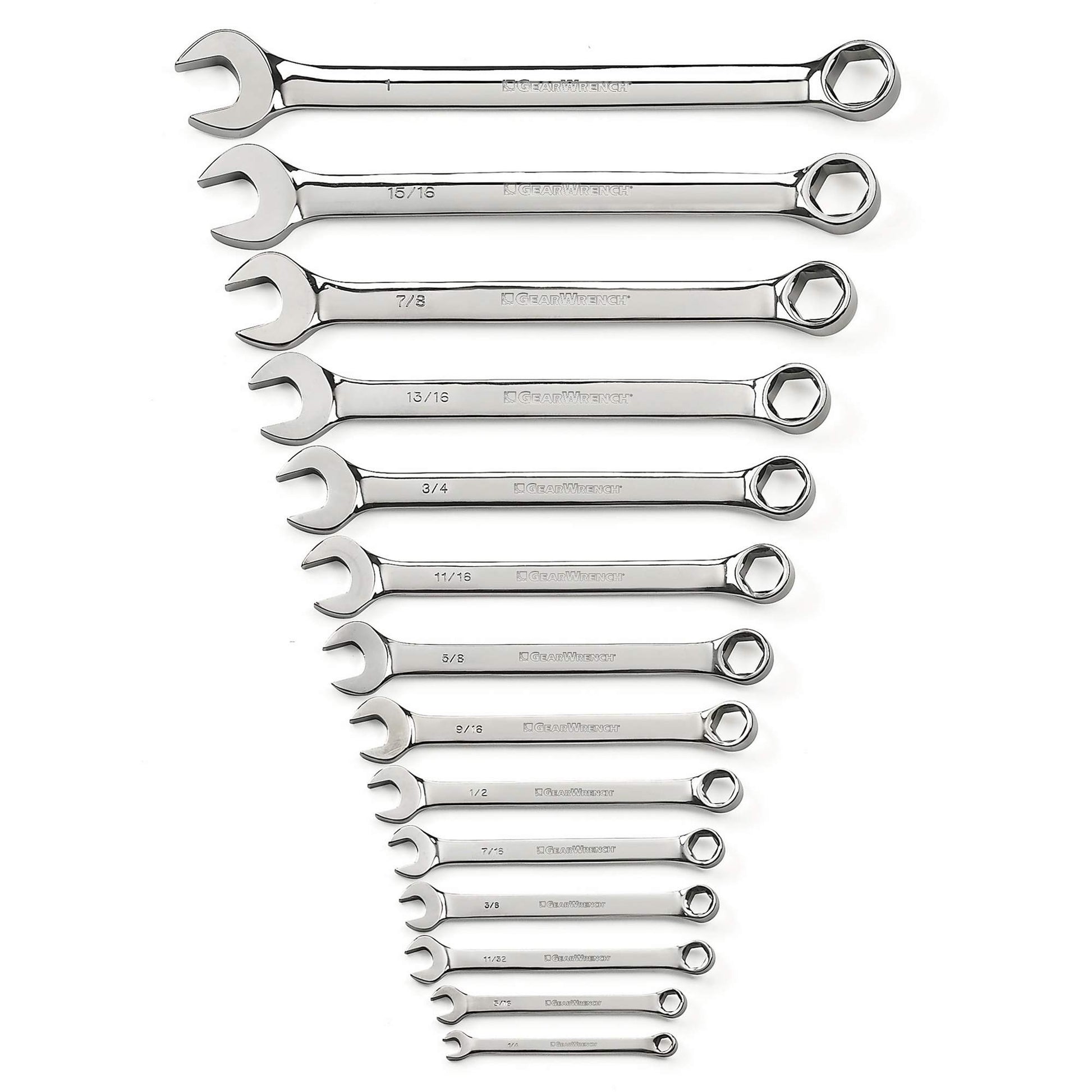 6-Point Wrench Set, Combination, 14 Pieces, Imperial