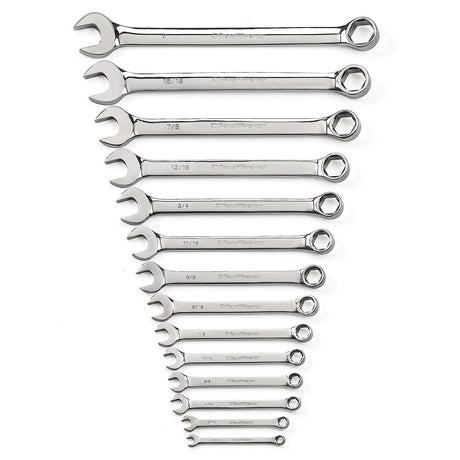 6-Point Wrench Set, Combination, 14 Pieces, Imperial