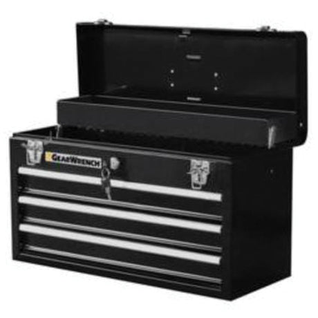 Portable Tool Box, 20" W, 3 Drawers, Black