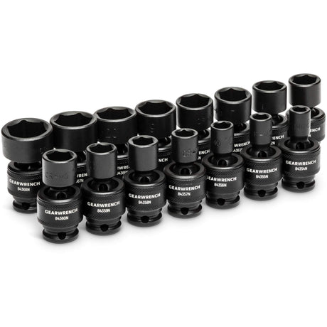 15-Piece 3/8" Drive 6 Point Universal Impact Metric Flex Socket Set