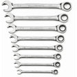 72-Tooth 12 Point Ratcheting SAE Wrench Set, Combination/Open-Ended, 8 Pieces, Imperial