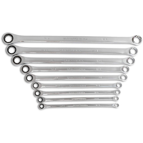 72-Tooth 12 Point XL GearBox™ Double Box SAE Wrench Set, Ratcheting Box, 9 Pieces, Imperial
