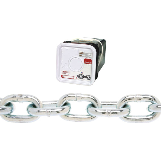 Campbell® Proof Coil Chain, Low Carbon Steel, 1/8" x 200' (60.96 m) L, Grade 30, 400 lbs. (0.2 tons) Load Capacity