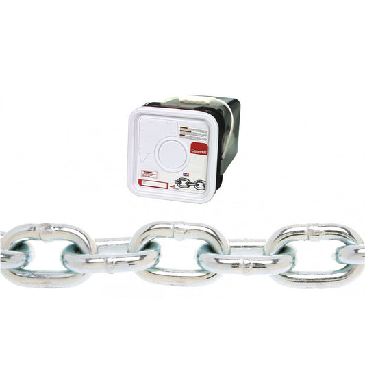 Campbell® Proof Coil Chain, Low Carbon Steel, 3/16" x 150' (45.7 m) L, Grade 30, 800 lbs. (0.4 tons) Load Capacity