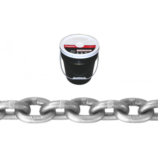 High Test Chain, Carbon Steel, 1/4" x 150' (45.7 m) L, Grade 43, 2600 lbs. (1.3 tons) Load Capacity