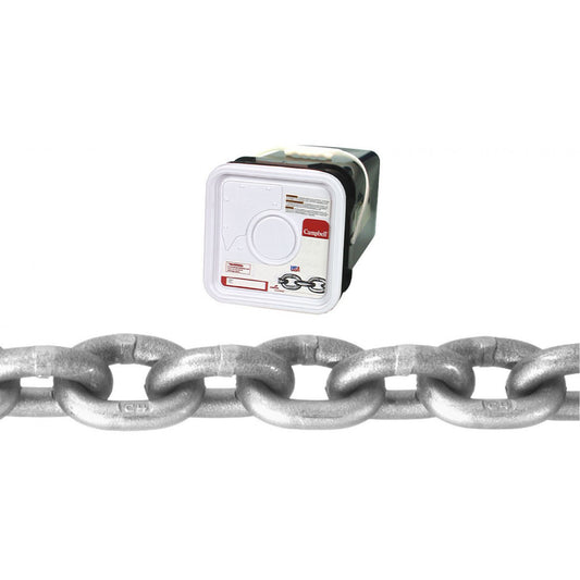 High Test Chain, Carbon Steel, 1/4" x 100' (30.4 m) L, Grade 43, 2600 lbs. (1.3 tons) Load Capacity