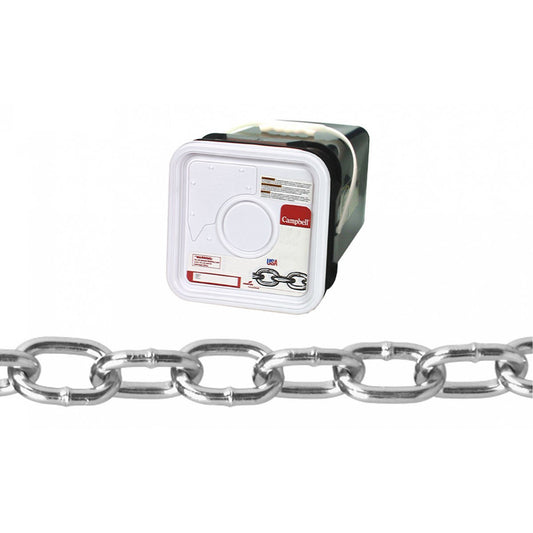 Passing Link Chain, Low Carbon Steel, 2/0 x 200' (60.96 m) L, 450 lbs. (0.225 tons) Load Capacity