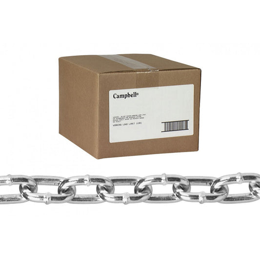 Straight Link Machine Chain, Low Carbon Steel, #1 x 100' (30.4 m) L, 390 lbs. (0.195 tons) Load Capacity