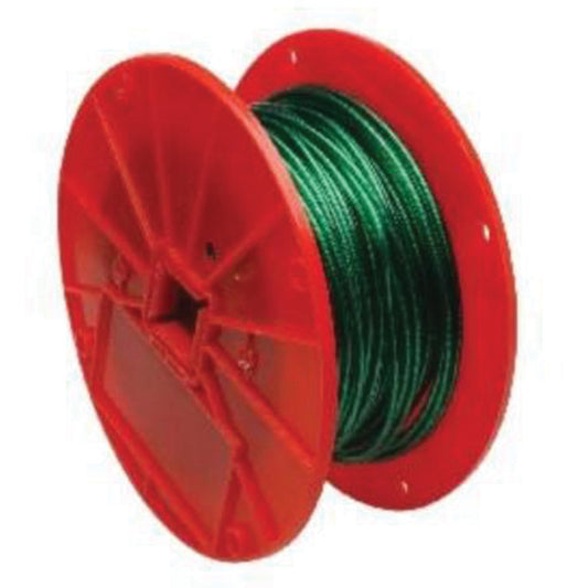 Wire Cable, 250' (76.2 m) x 1/16", 28 lbs. (0.014 tons), Vinyl Coated