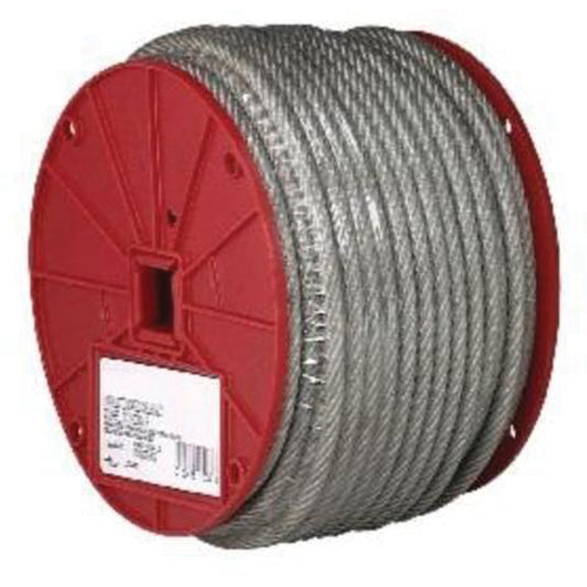 Wire Cable, 250' (76.2 m) x 3/32", 184 lbs. (0.092 tons), Vinyl Coated