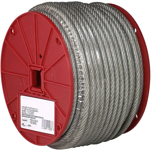 Wire Cable, 250' (76.2 m) x 1/8", 340 lbs. (0.17 tons), Vinyl Coated