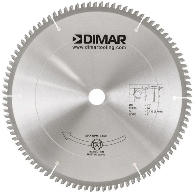 Melamine Saw Blade, 12", 96 Teeth, Wood Use