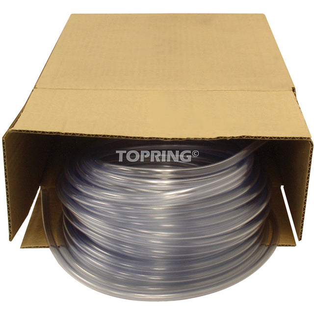 Tubing, Air/Water, 0.625" OD x 100' L, PVC, Clear, 30 PSI @ 20°C
