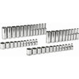 6 Point SAE/Metric Socket Set, 47 Pcs, 1/4" Drive Size, Deep